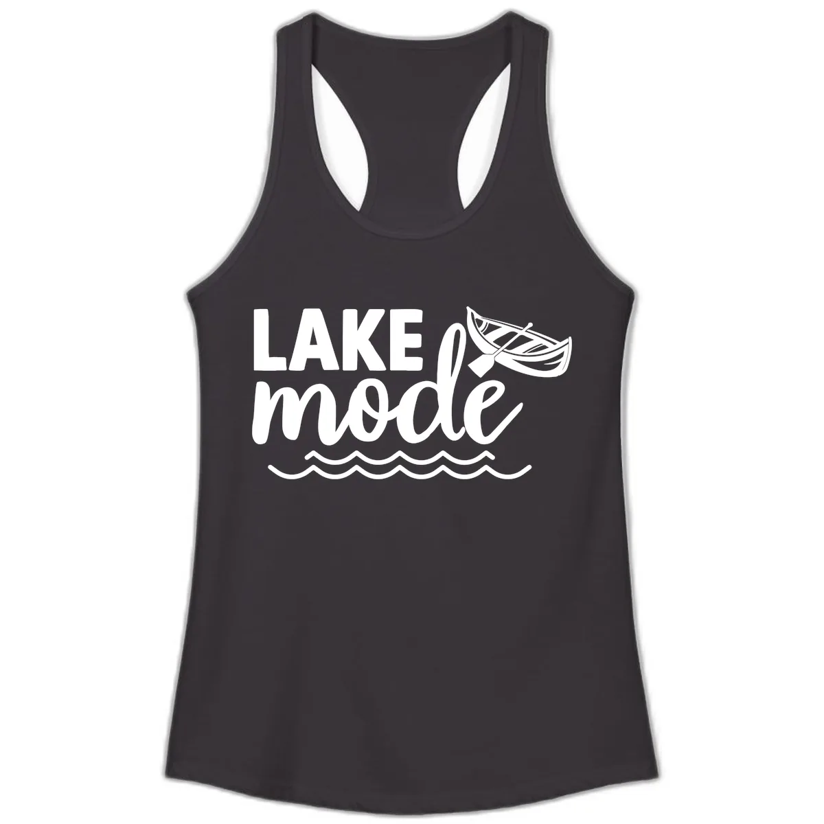 Lake Mode Canoe Design Ladies Tank in Black