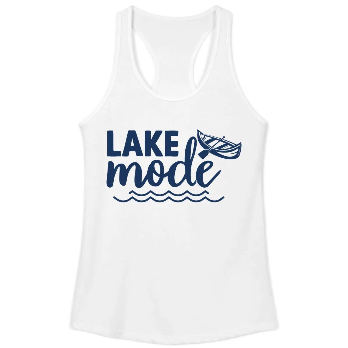 Lake Mode Canoe Design Ladies Tank in White