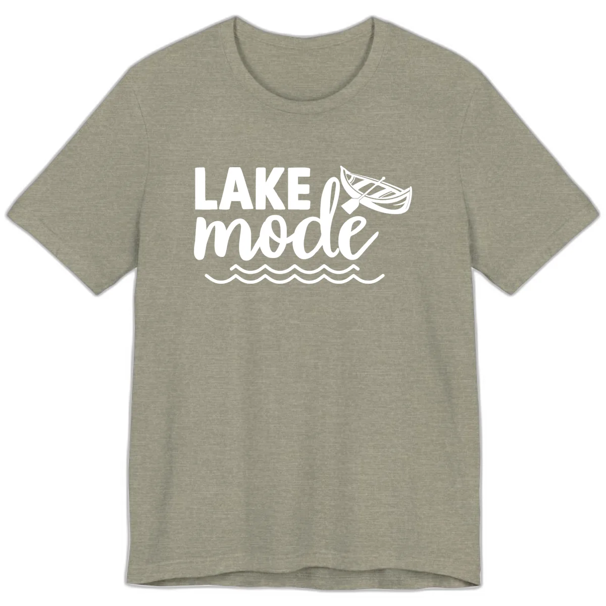 Lake Mode Canoe Design Premium T-Shirt in Heather Stone