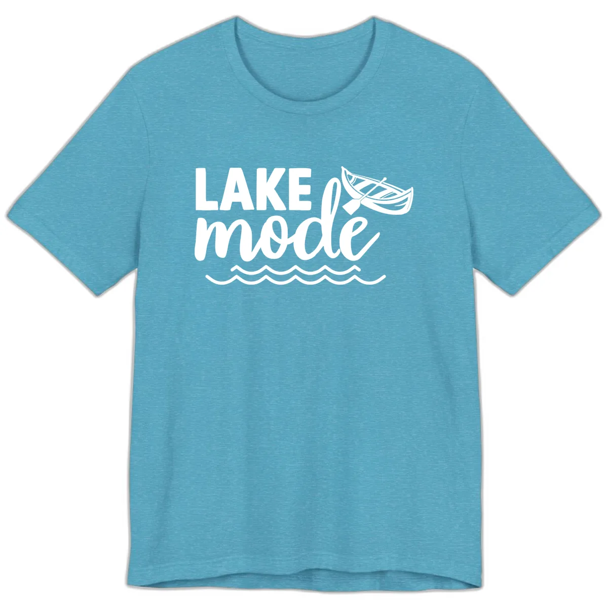 Lake Mode Canoe Design Premium T-Shirt in Heather Aqua