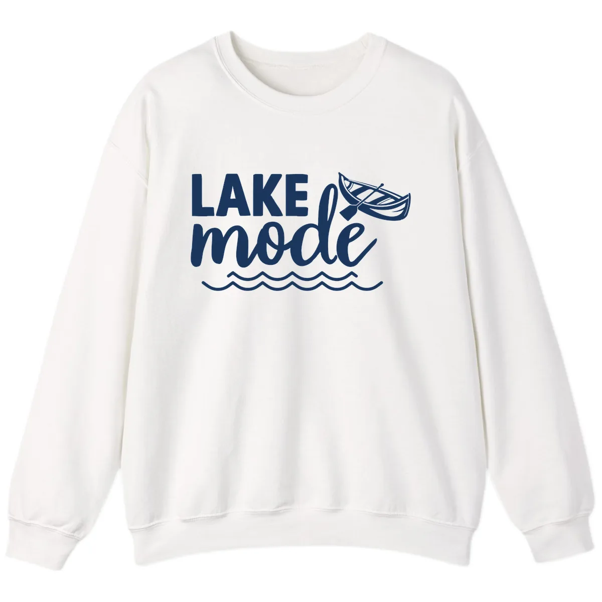 Lake Mode Canoe Design Sweatshirt in White