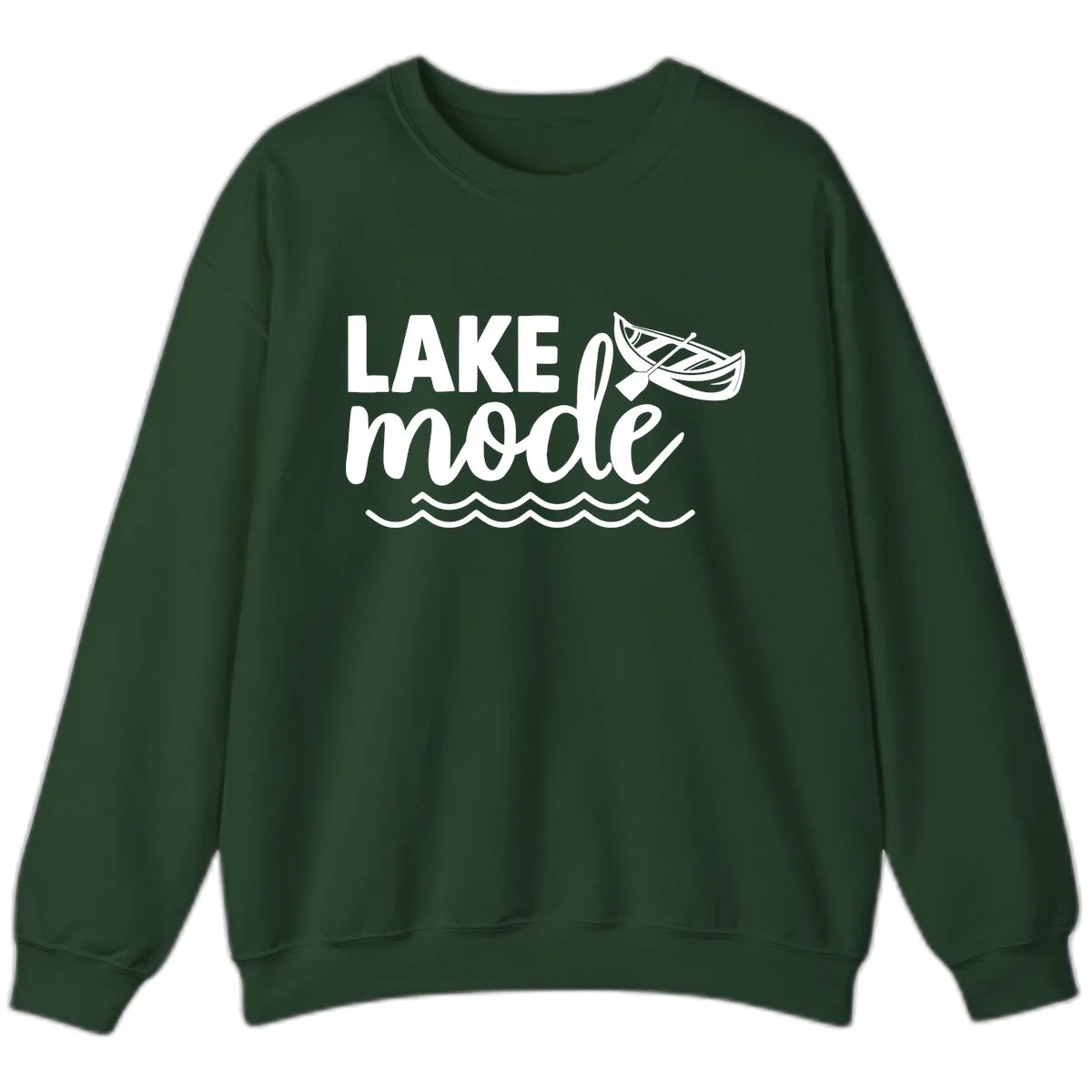Lake Mode Canoe Design Sweatshirt in Forest Green