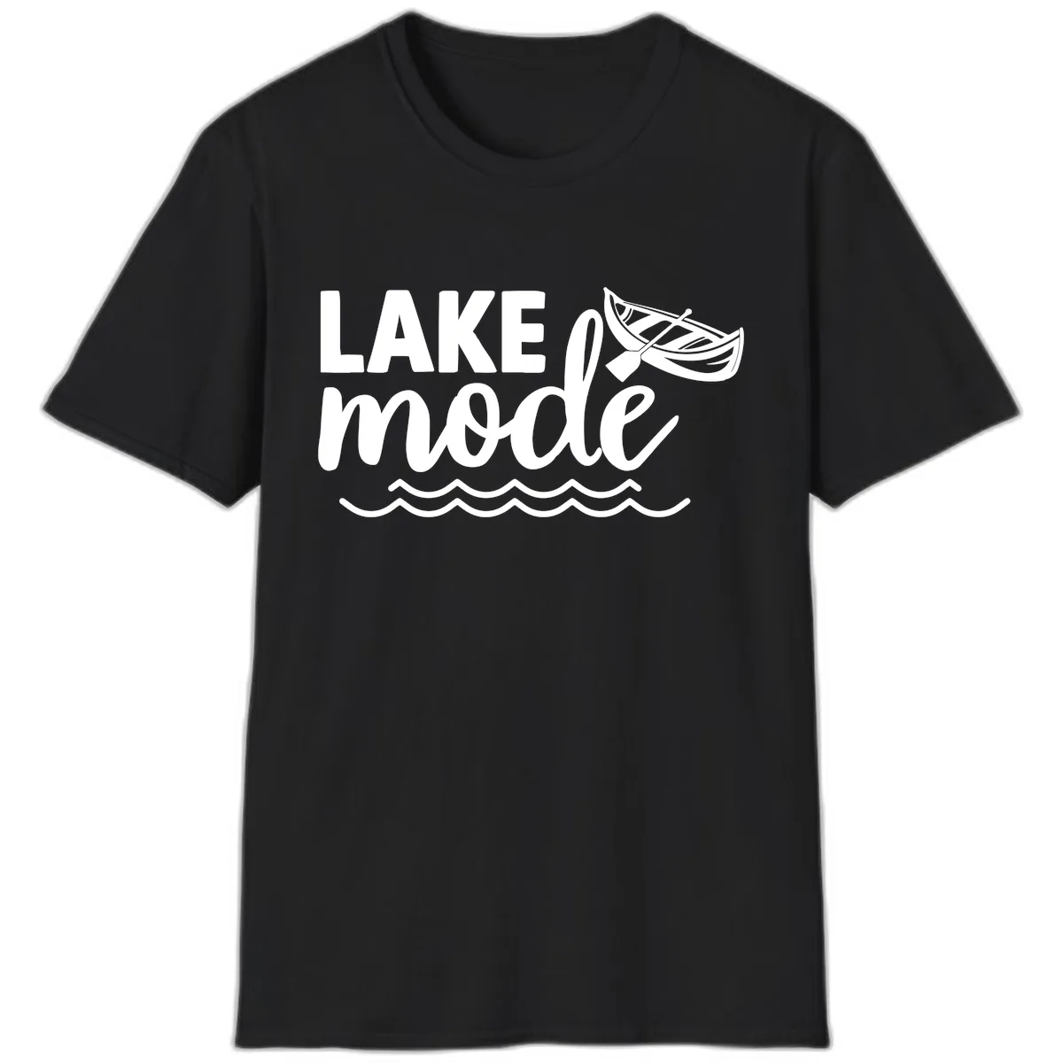 Lake Mode Canoe Design T-Shirt in Black