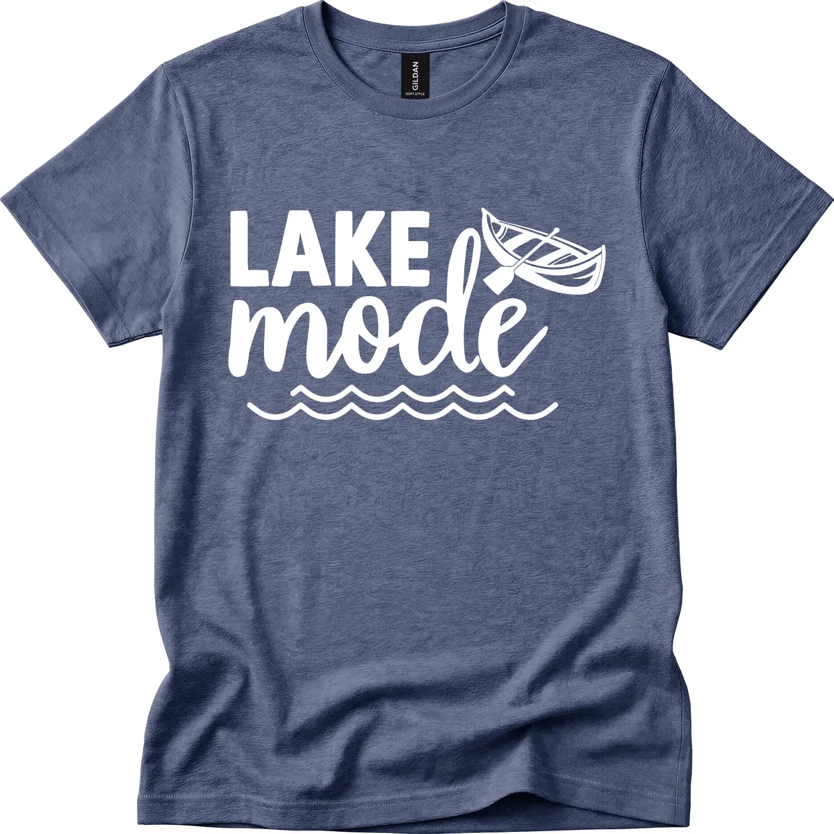 Lake Mode Canoe Design T-Shirt in Heather Navy