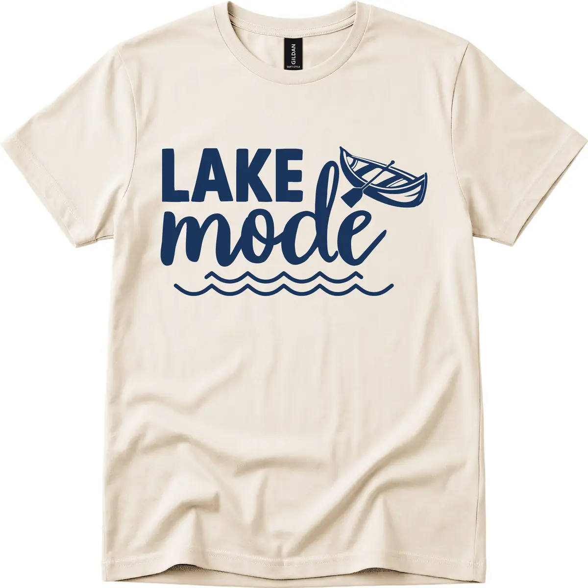 Lake Mode Canoe Design T-Shirt in Natural