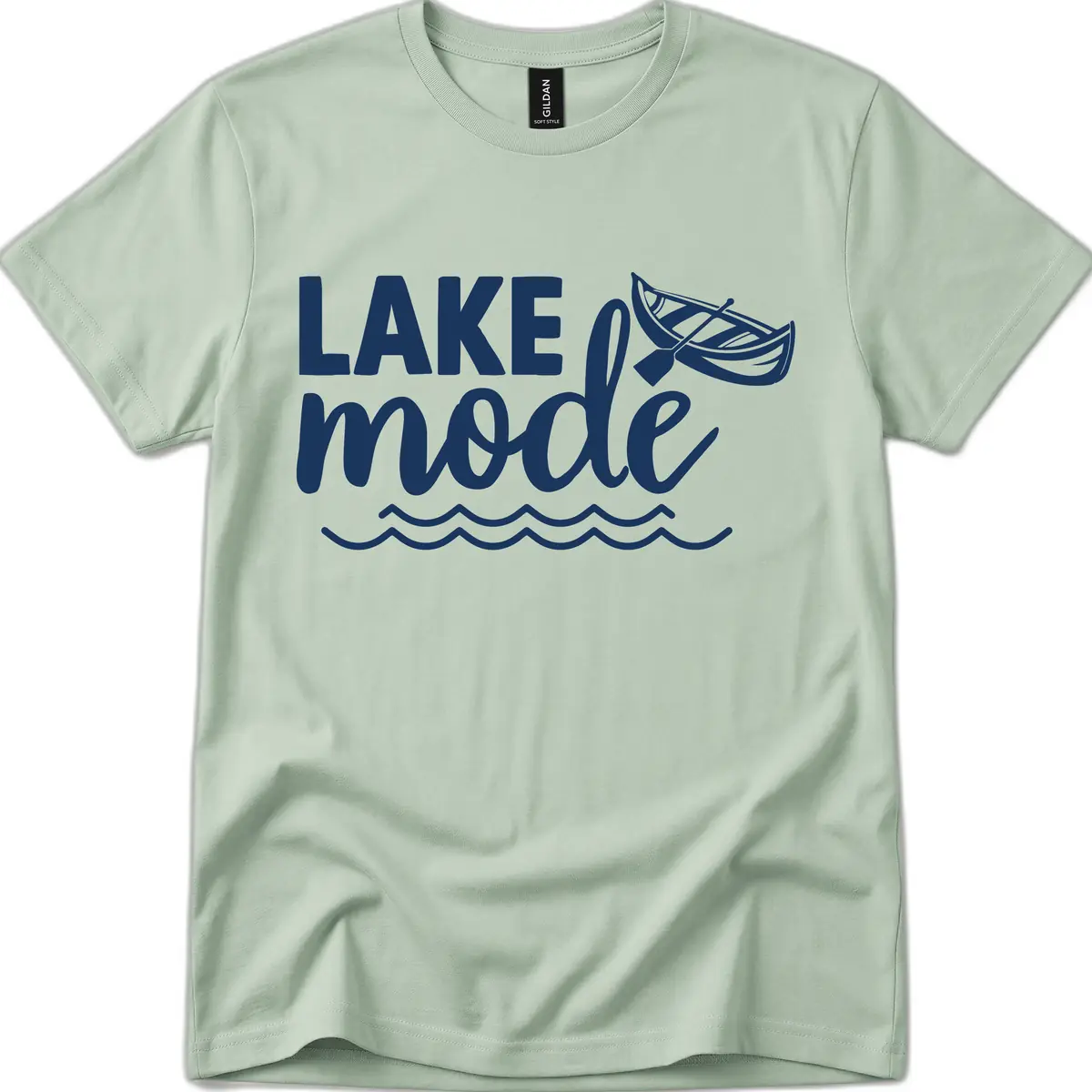 Lake Mode Canoe Design T-Shirt in Sage