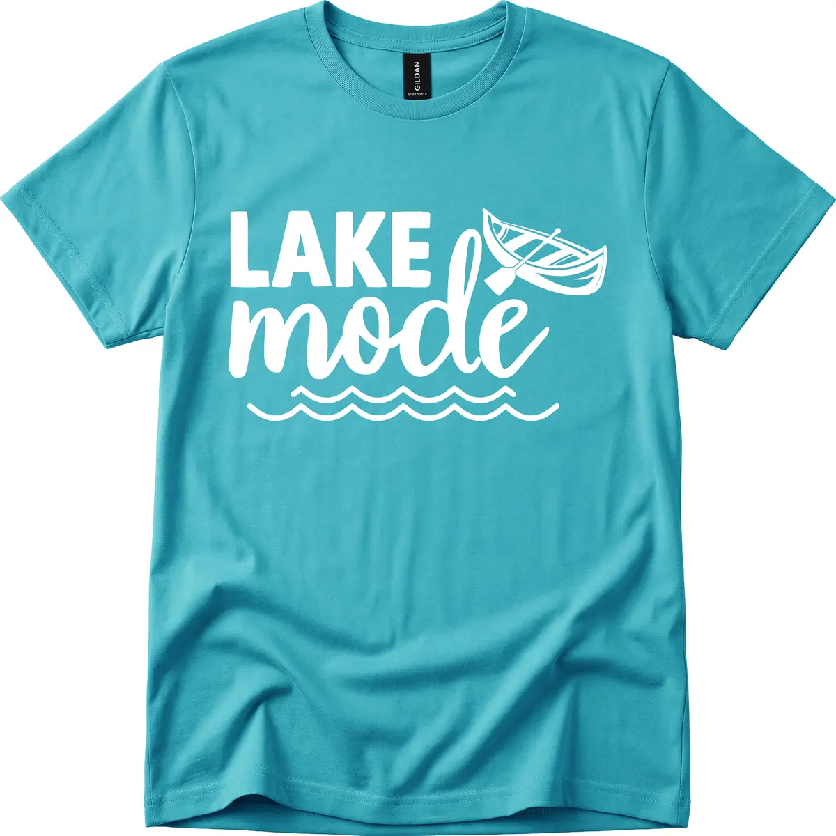 Lake Mode Canoe Design T-Shirt in Tropical Blue