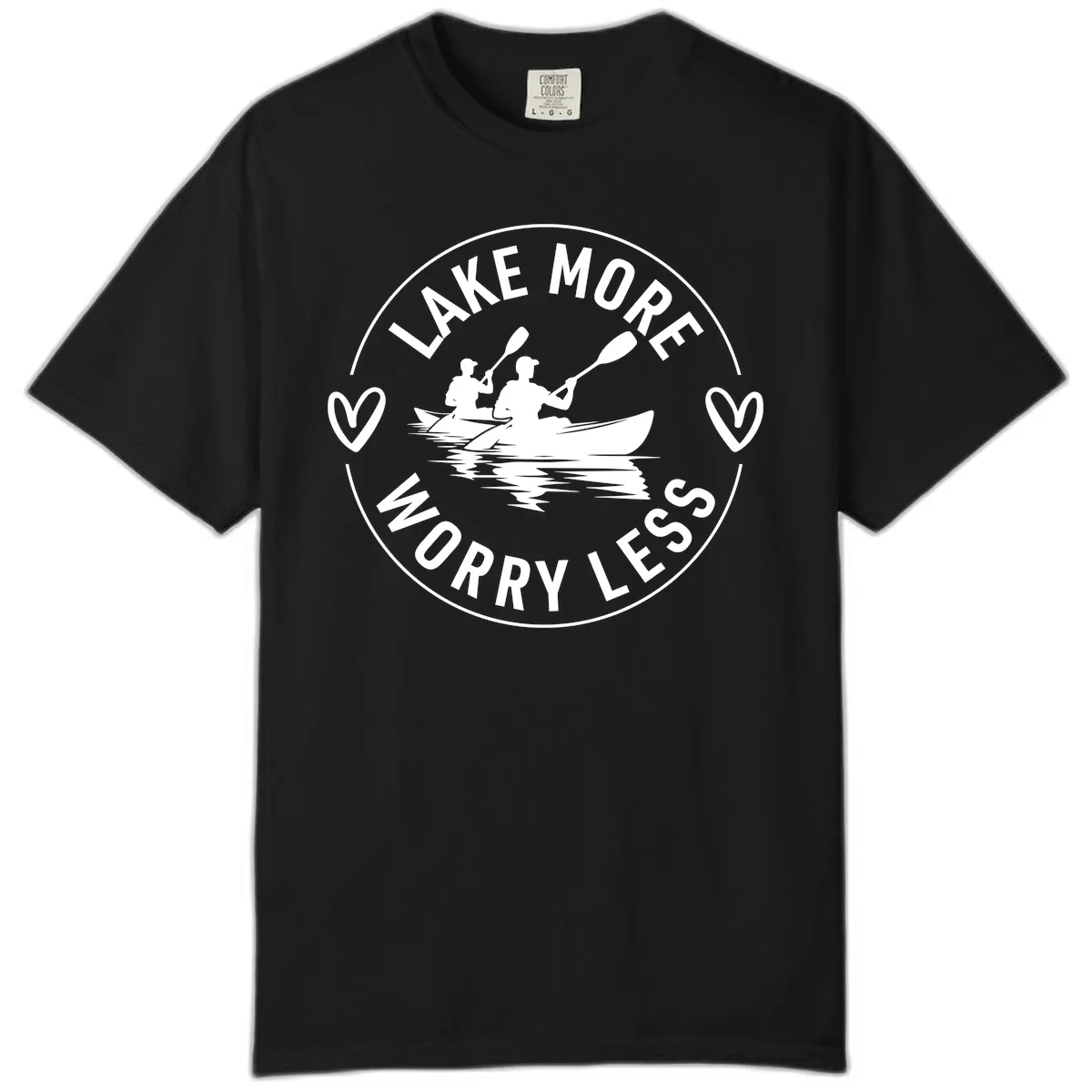 Lake More Worry Less Kayaking Design Comfort Color in Black