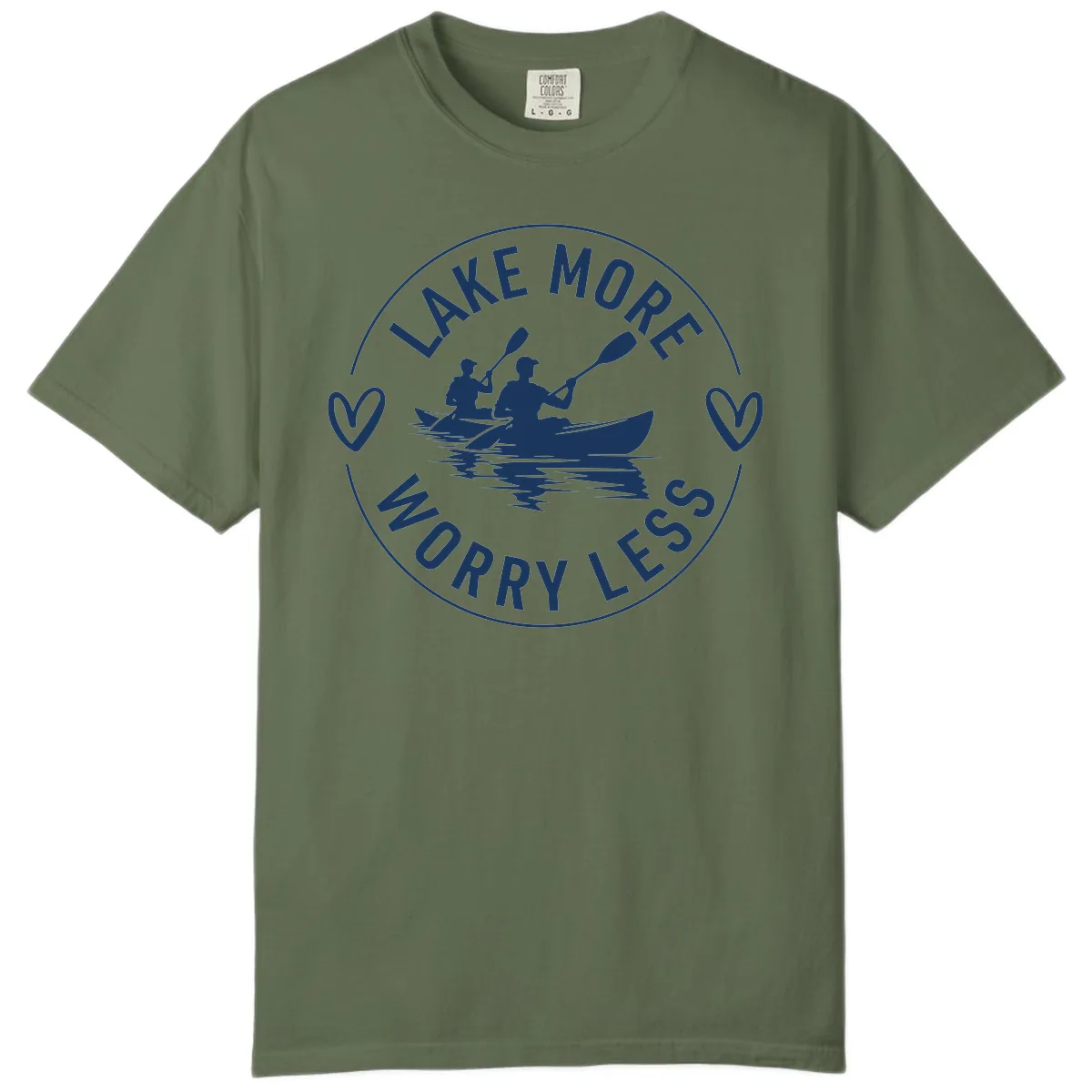 Lake More Worry Less Kayaking Design Comfort Color in Sage