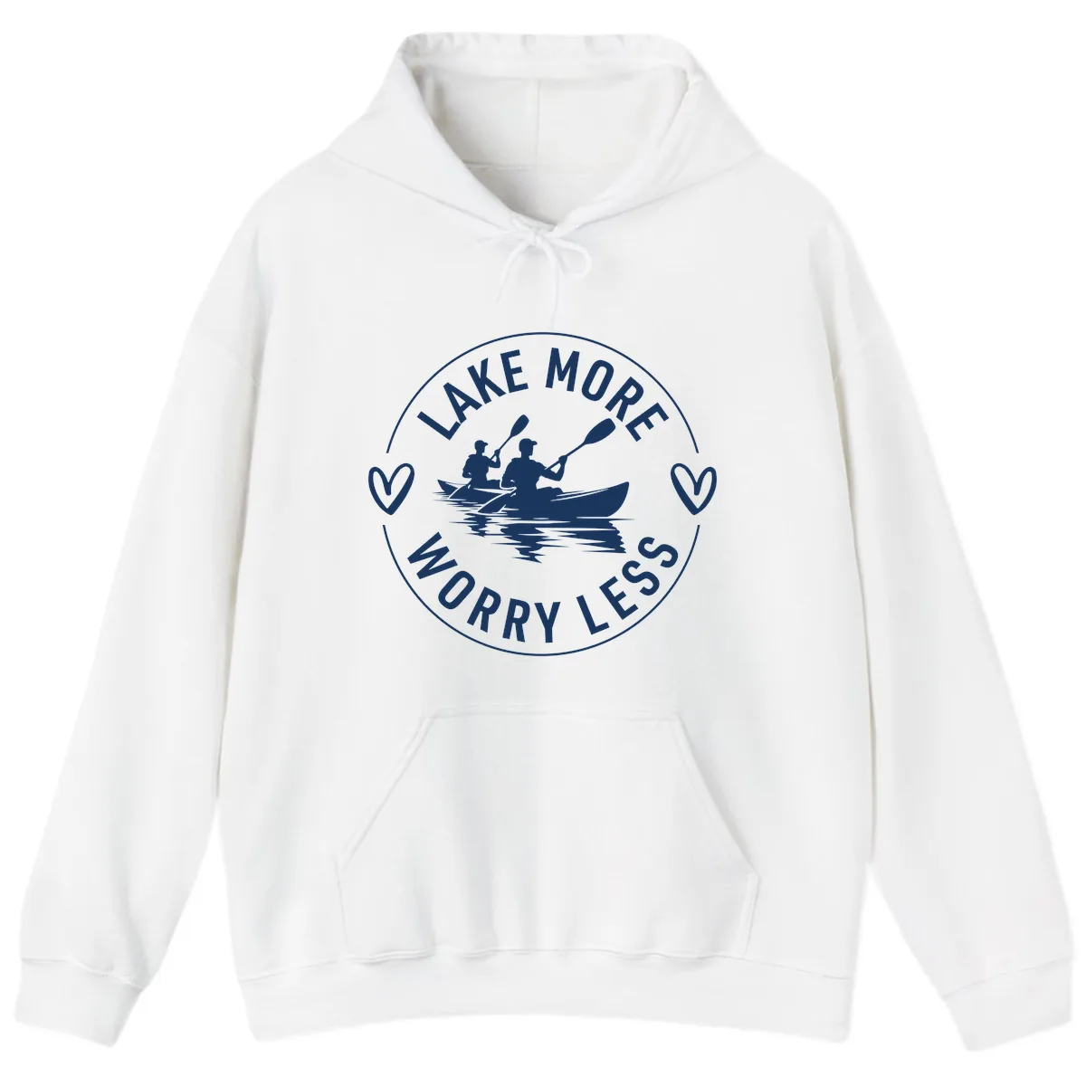 Lake More Worry Less Kayaking Design Hoodie in White