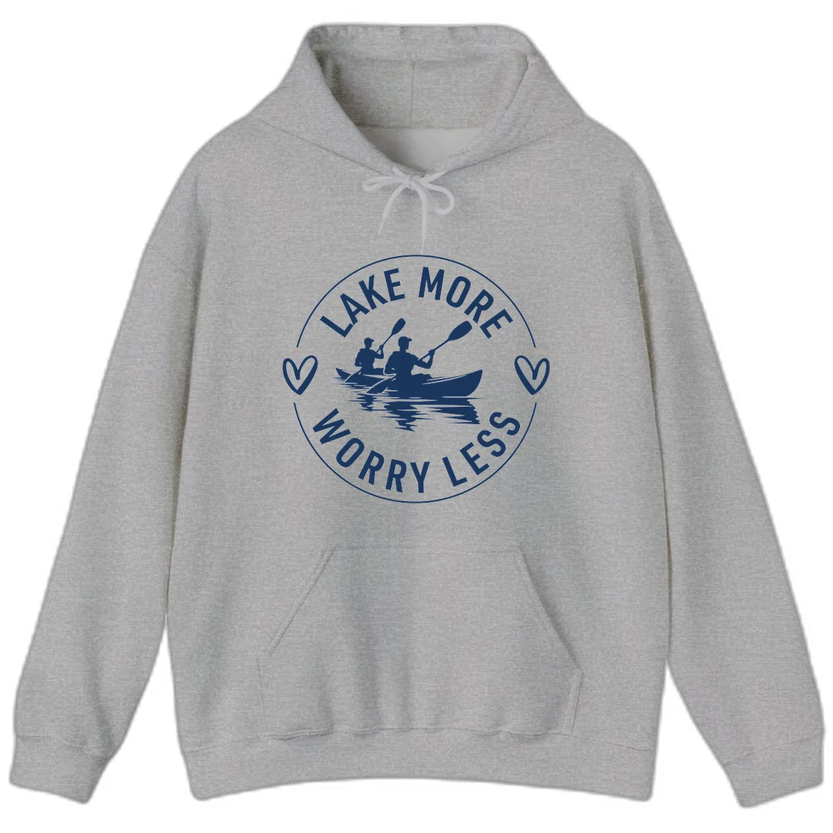 Lake More Worry Less Kayaking Design Hoodie in Sport Grey