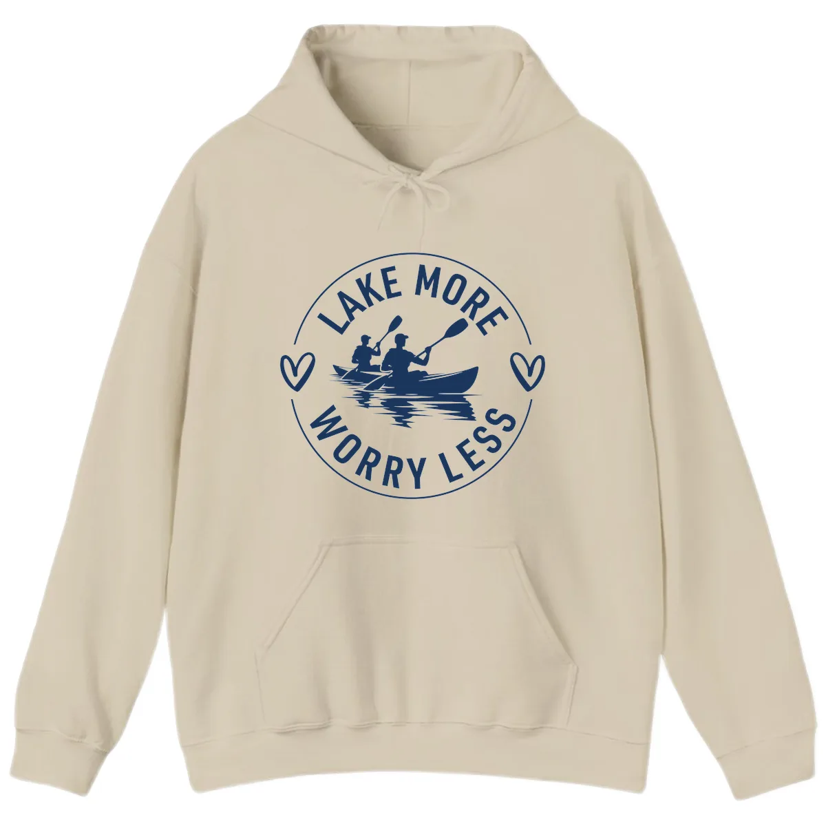 Lake More Worry Less Kayaking Design Hoodie in Sand