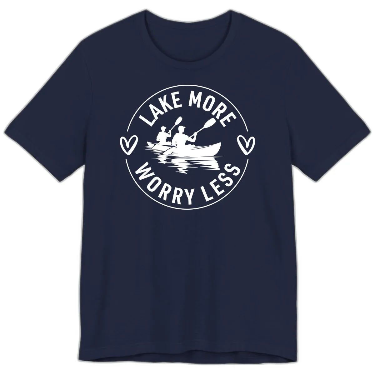 Lake More Worry Less Kayaking Design Premium T-Shirt in Navy