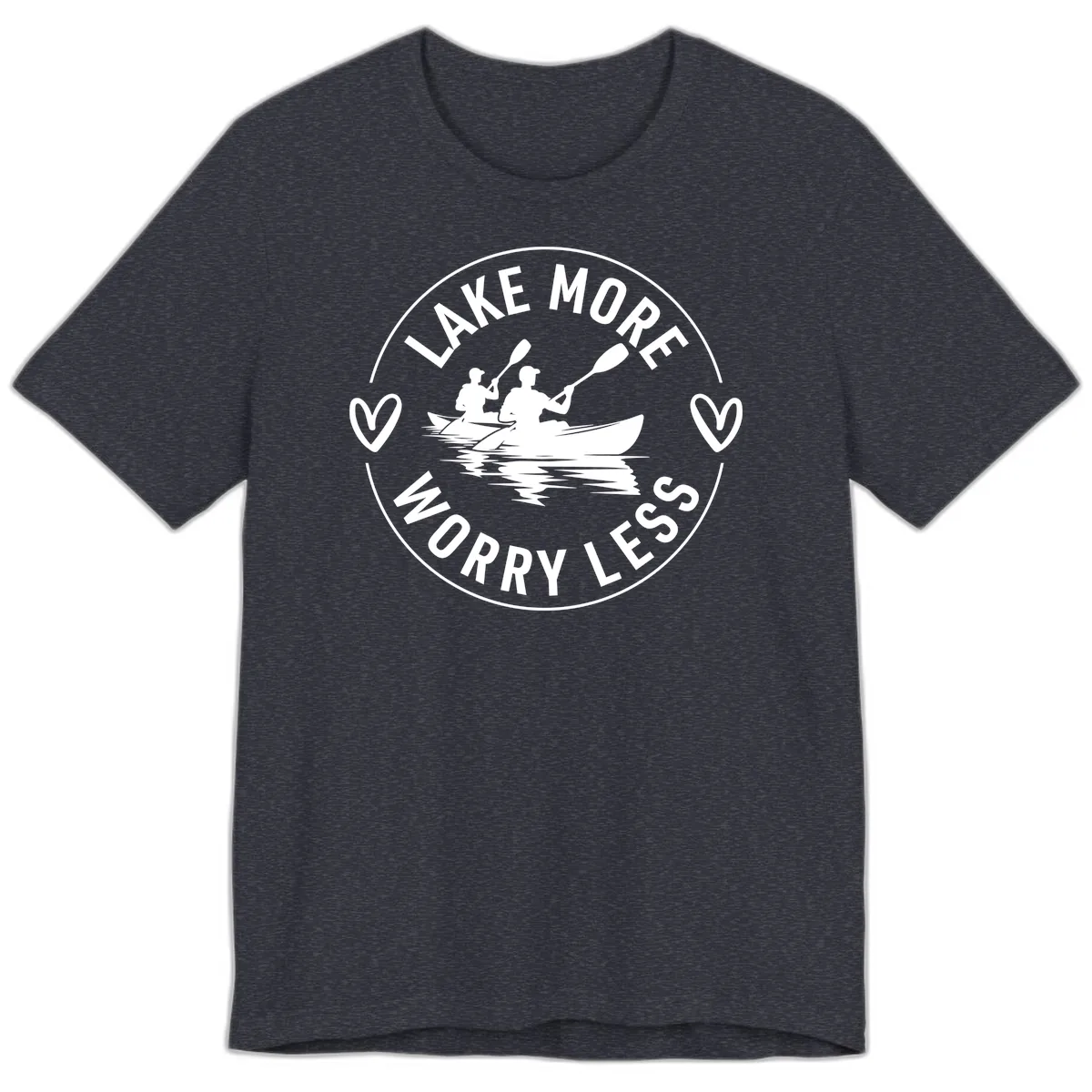 Lake More Worry Less Kayaking Design Premium T-Shirt in Heather Navy