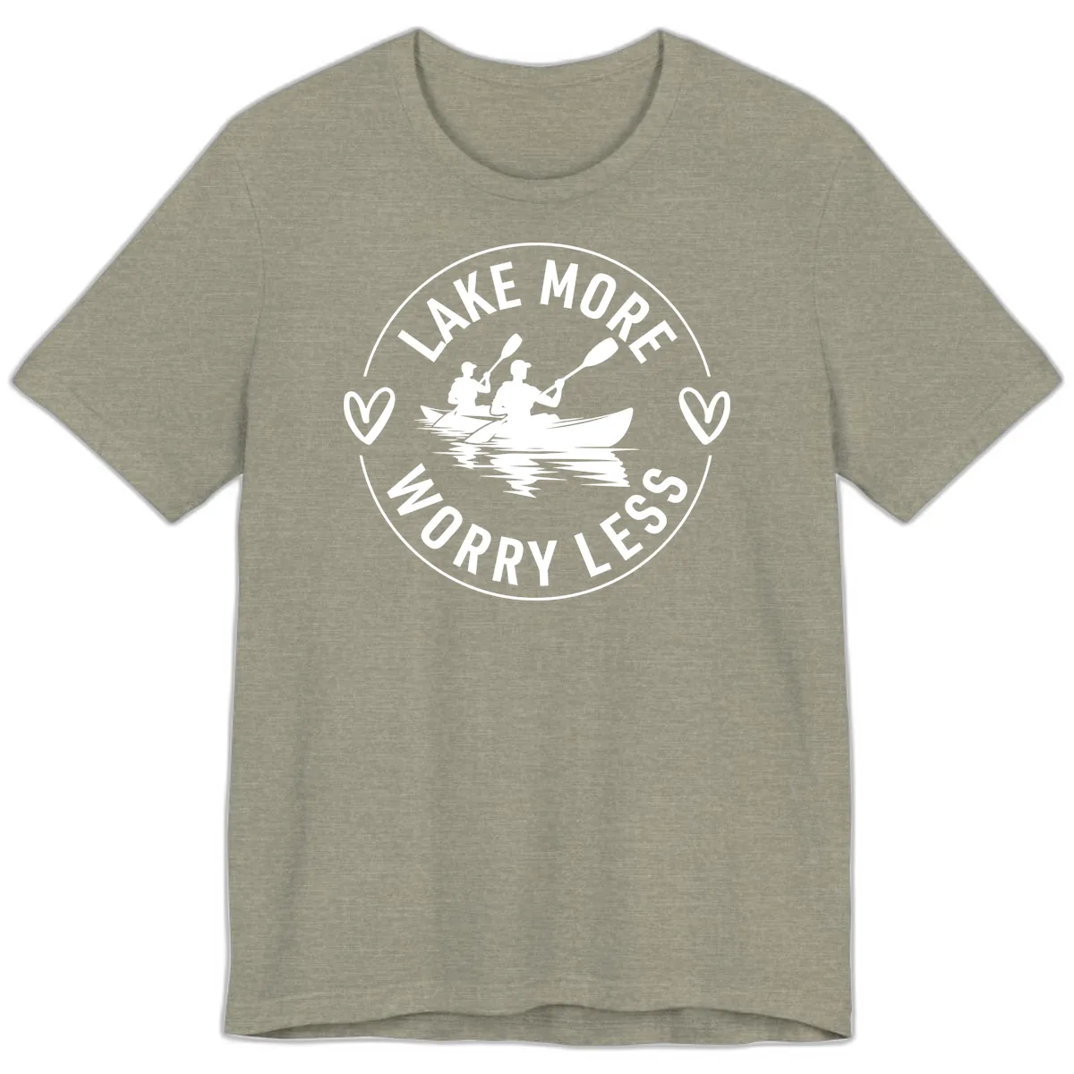 Lake More Worry Less Kayaking Design Premium T-Shirt in Heather Stone