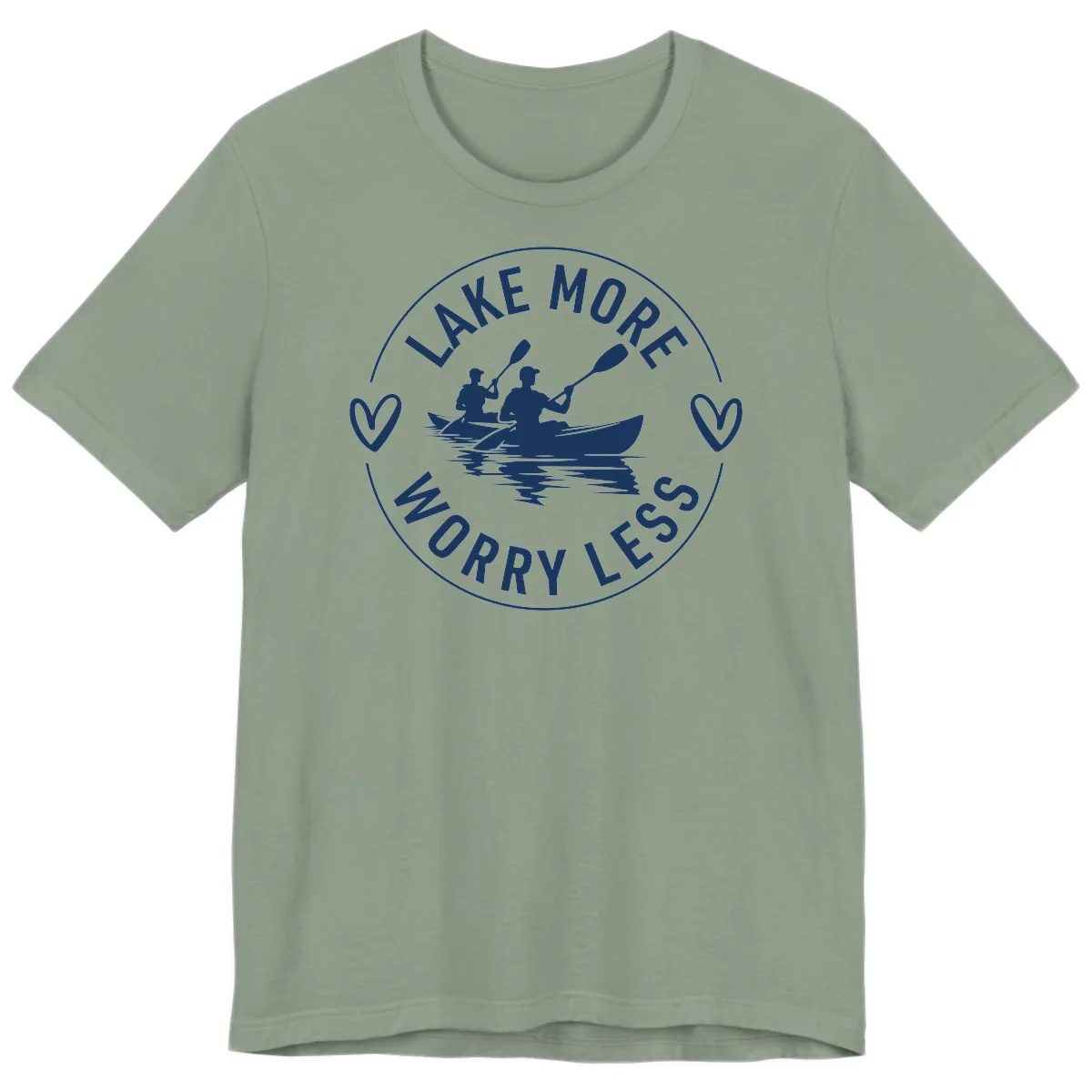 Lake More Worry Less Kayaking Design Premium T-Shirt in Sage