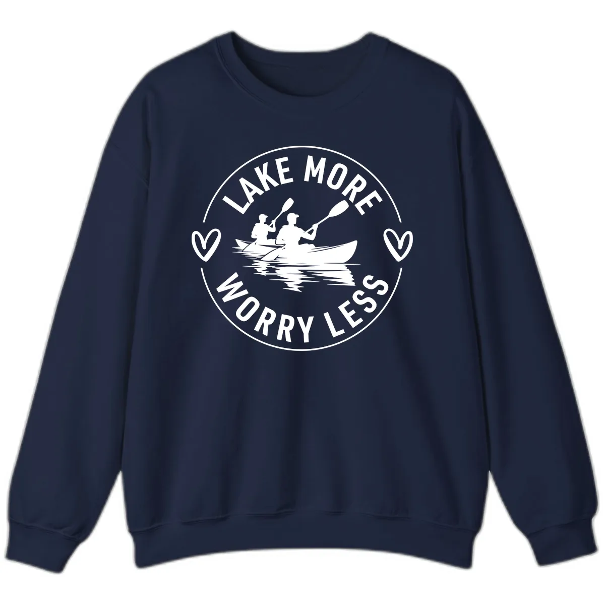 Lake More Worry Less Kayaking Design Sweatshirt in Navy
