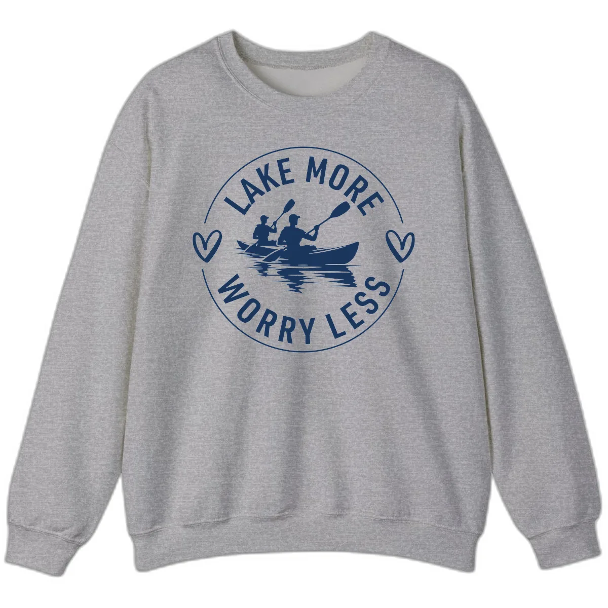 Lake More Worry Less Kayaking Design Sweatshirt in Sport Grey