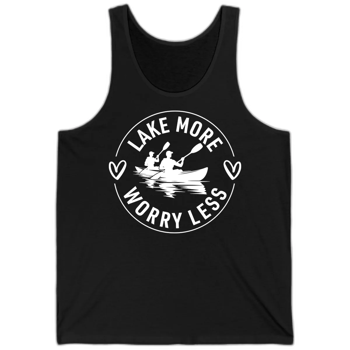Lake More Worry Less Kayaking Design Tank in Black