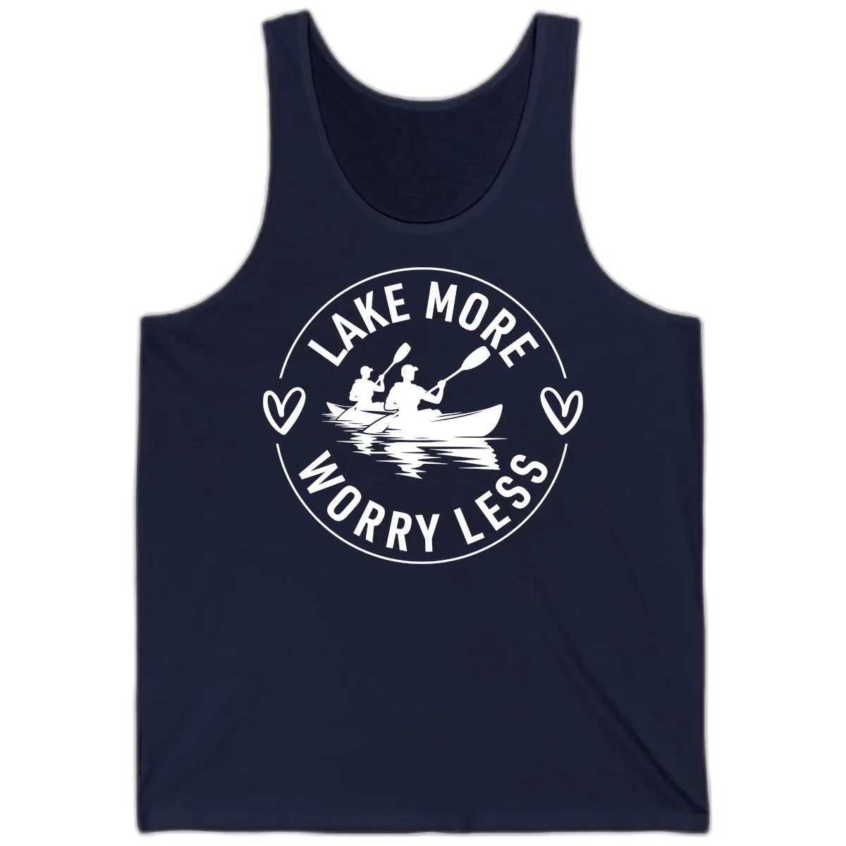 Lake More Worry Less Kayaking Design Tank in Navy