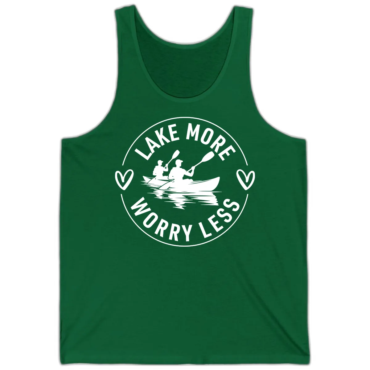 Lake More Worry Less Kayaking Design Tank in Kelly