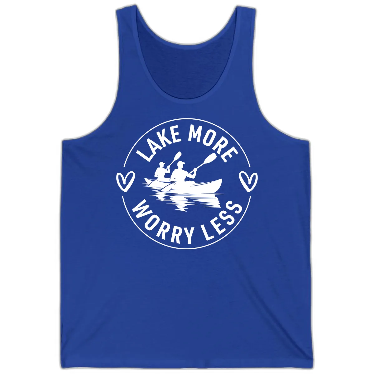 Lake More Worry Less Kayaking Design Tank in True Royal