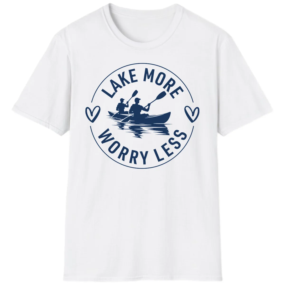 Lake More Worry Less Kayaking Design T-Shirt in White