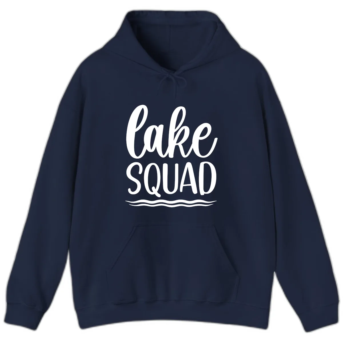 Lake Squad Typography Design Hoodie in Navy