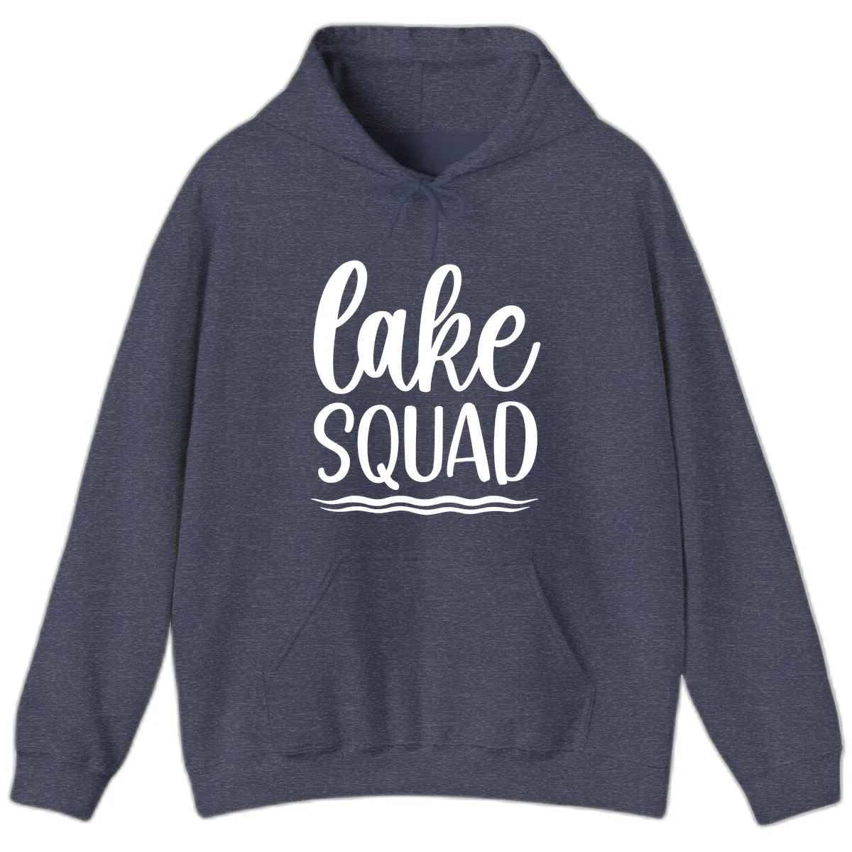 Lake Squad Typography Design Hoodie in Heather Sport Dark Navy