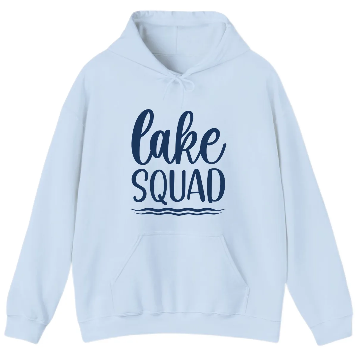 Lake Squad Typography Design Hoodie in Light Blue