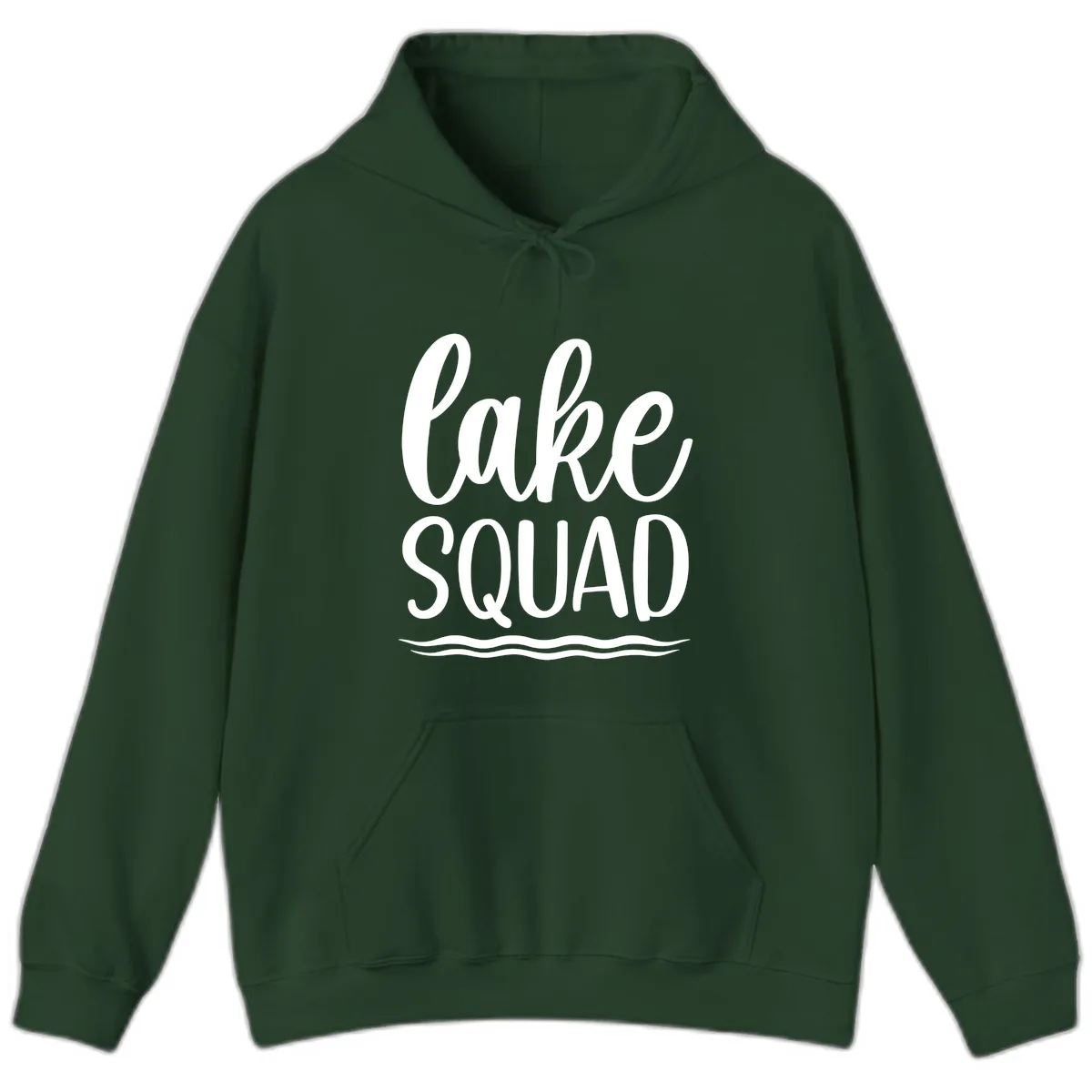 Lake Squad Typography Design Hoodie in Forest Green