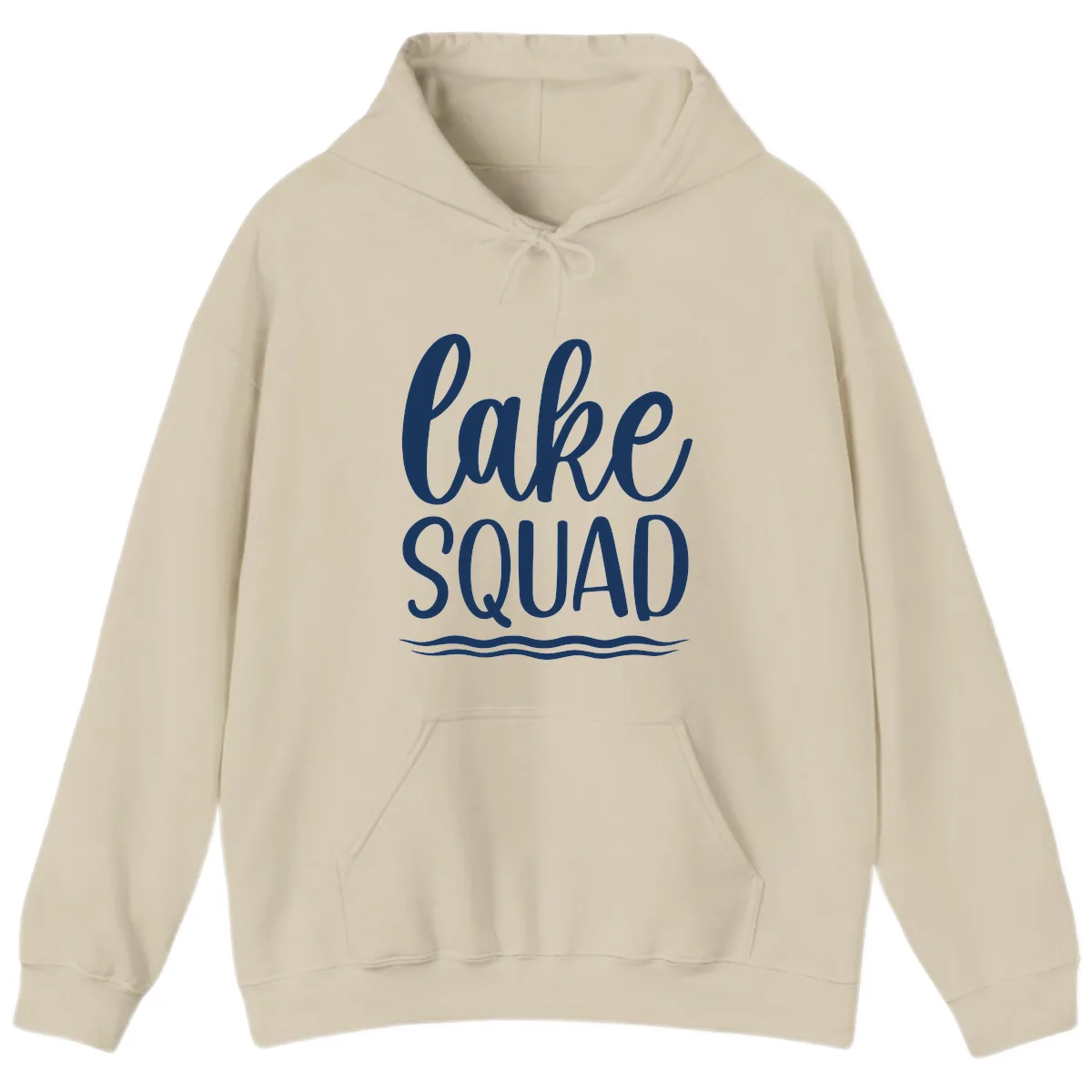 Lake Squad Typography Design Hoodie in Sand