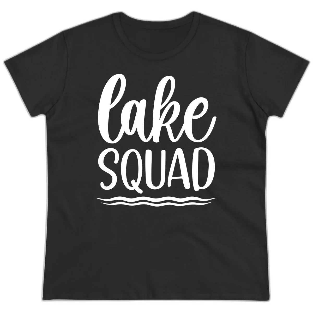 Lake Squad Typography Design Ladies Tee in Black
