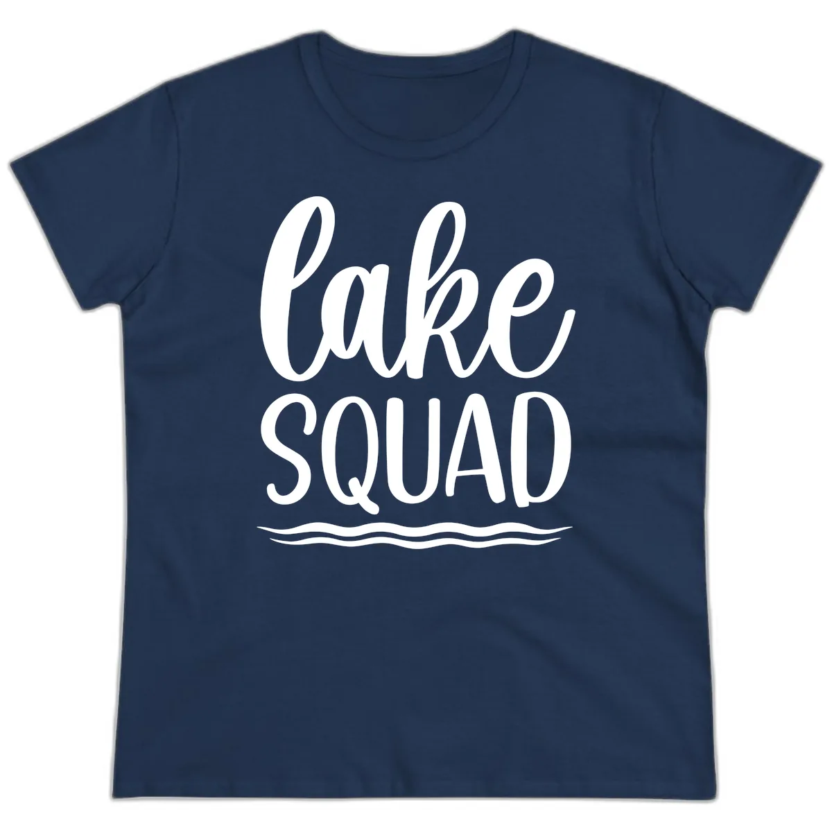 Lake Squad Typography Design Ladies Tee in Navy