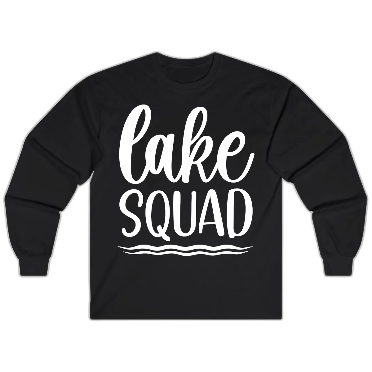 Lake Squad Typography Design Long Sleeve in Black