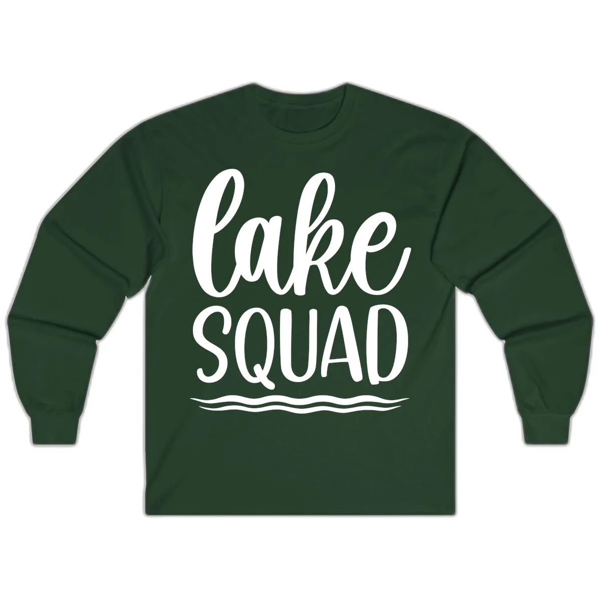 Lake Squad Typography Design Long Sleeve in Forest Green