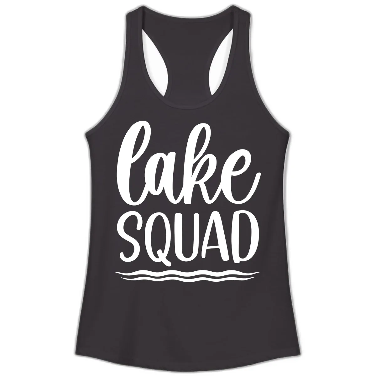 Lake Squad Typography Design Ladies Tank in Black