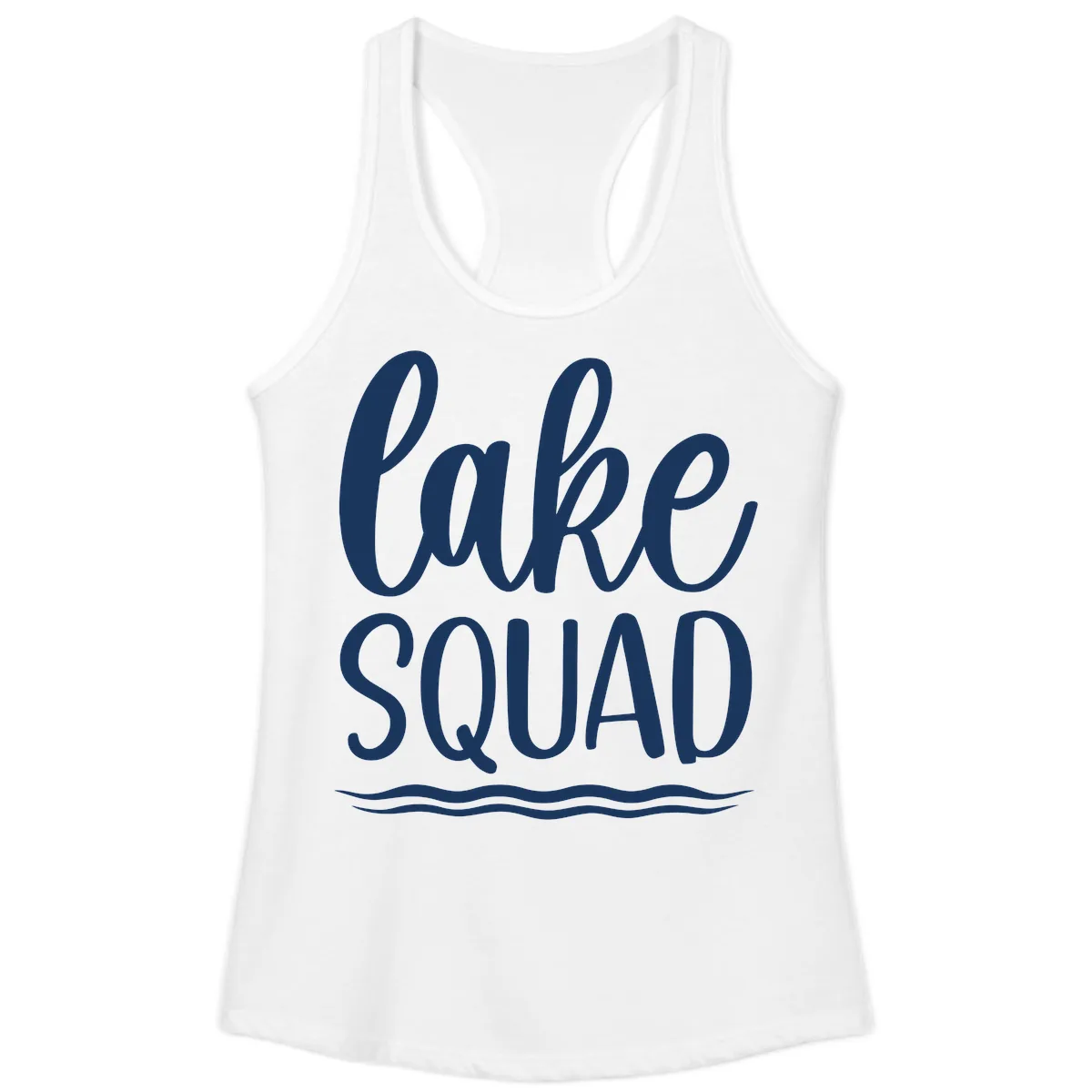 Lake Squad Typography Design Ladies Tank in White