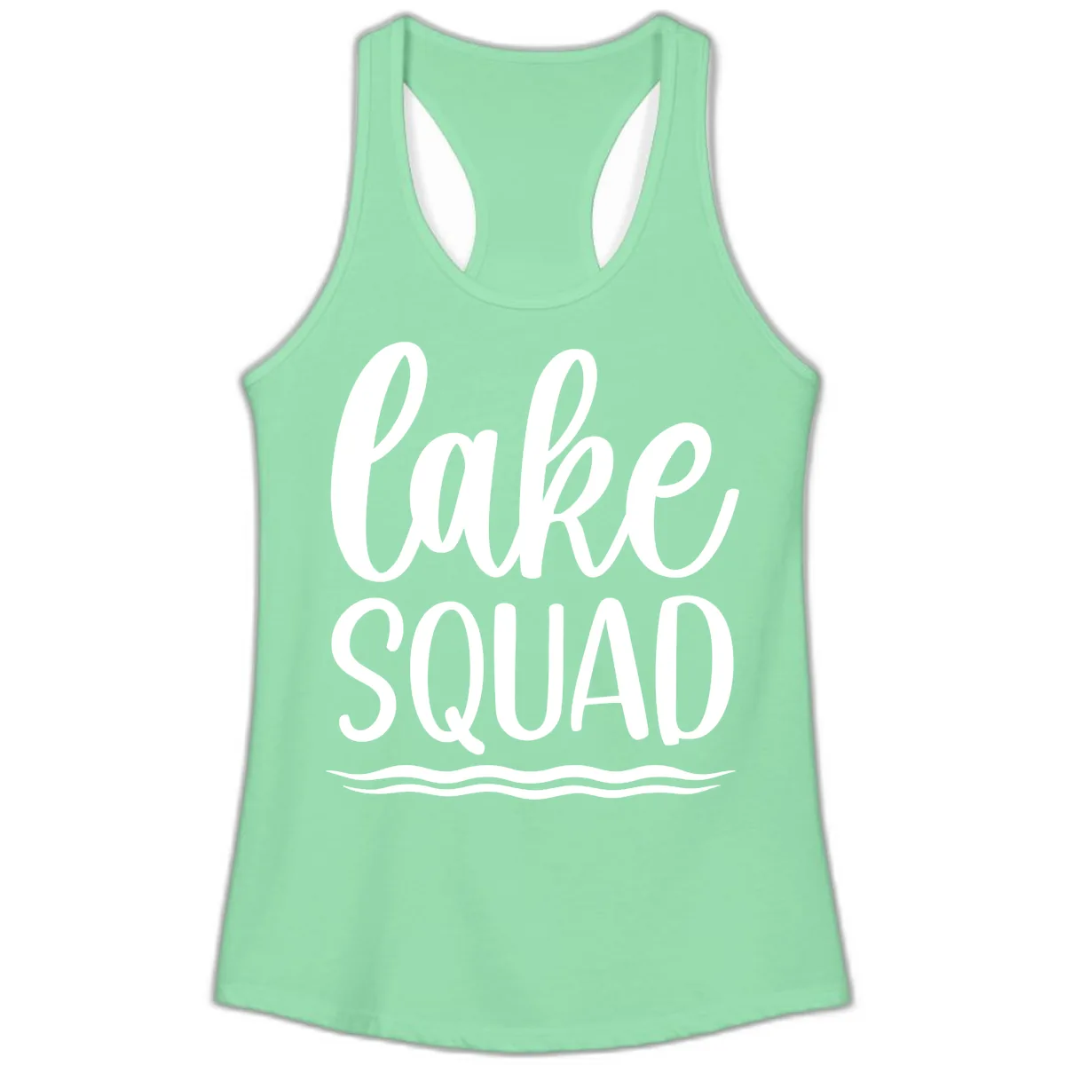 Lake Squad Typography Design Ladies Tank in Solid Mint