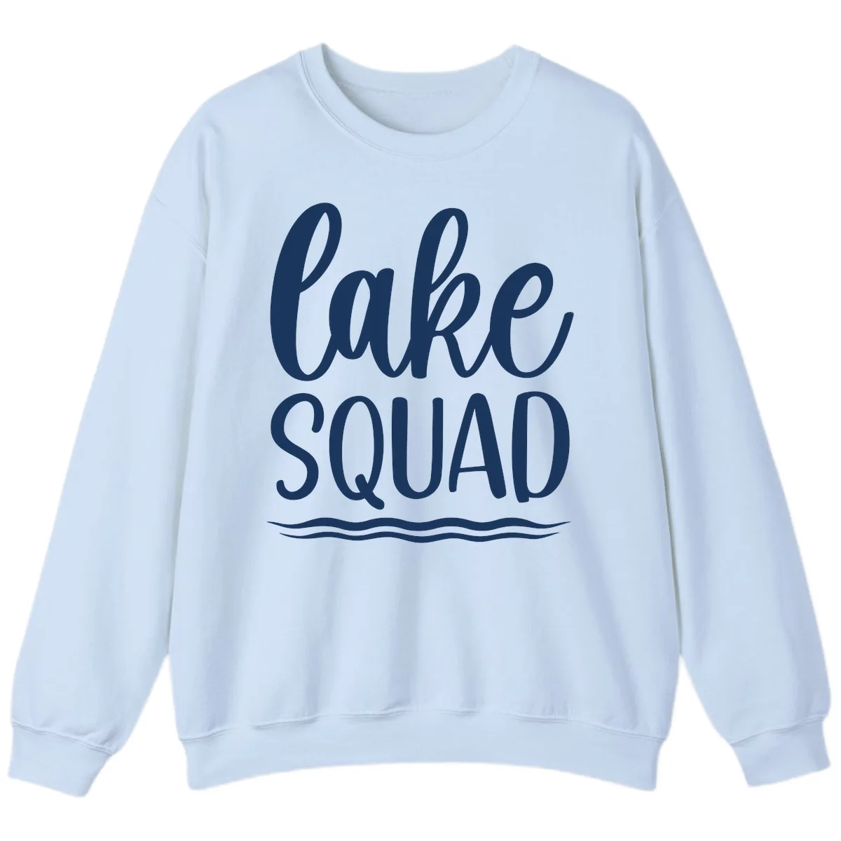 Lake Squad Typography Design Sweatshirt in Light Blue