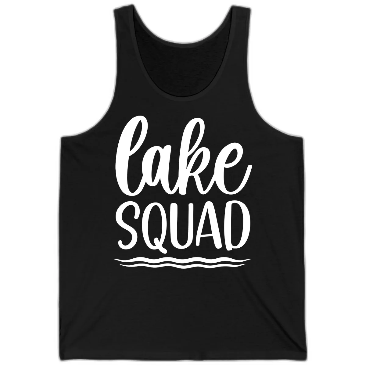 Lake Squad Typography Design Tank in Black