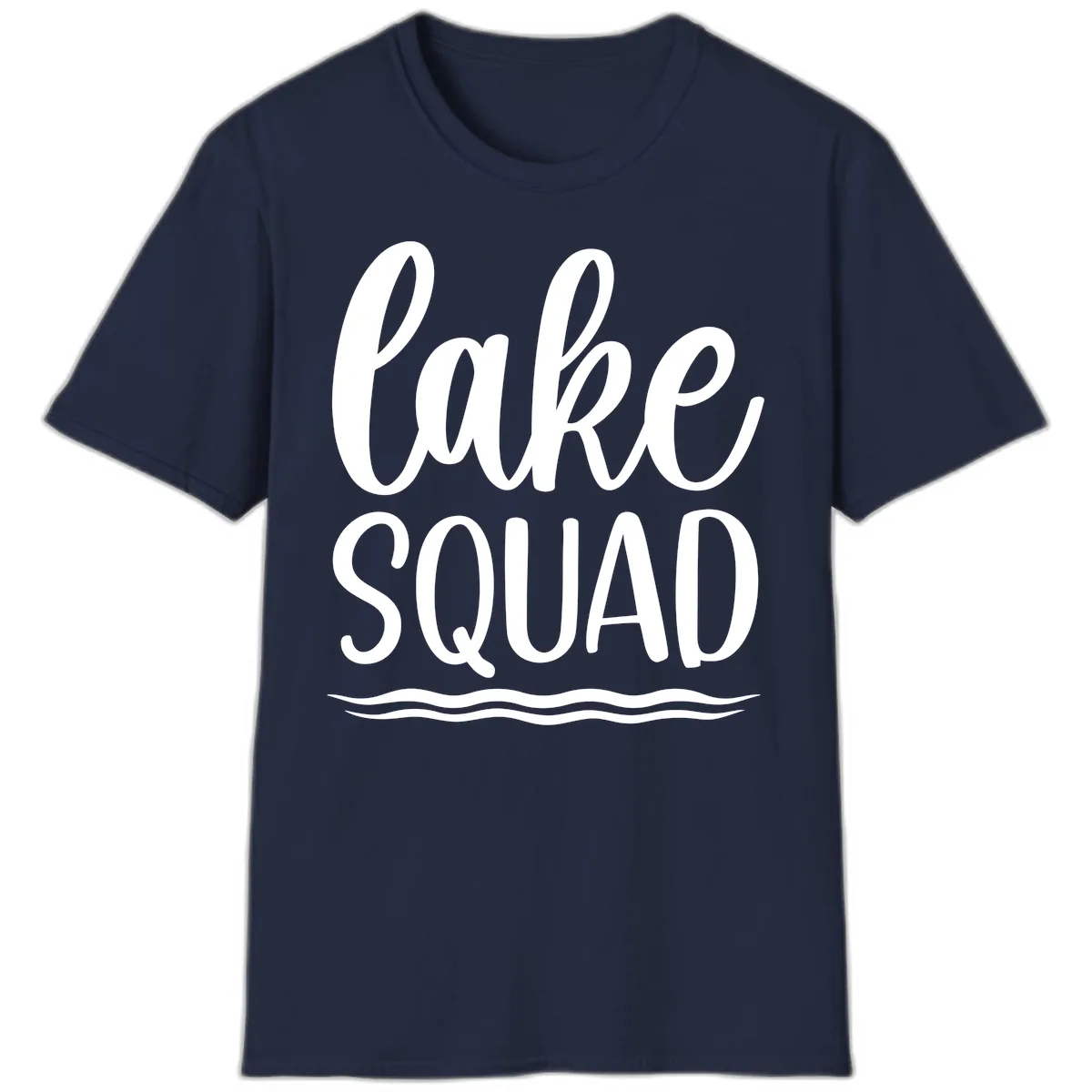 Lake Squad Typography Design T-Shirt in Navy