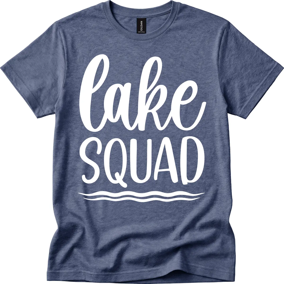 Lake Squad Typography Design T-Shirt in Heather Navy