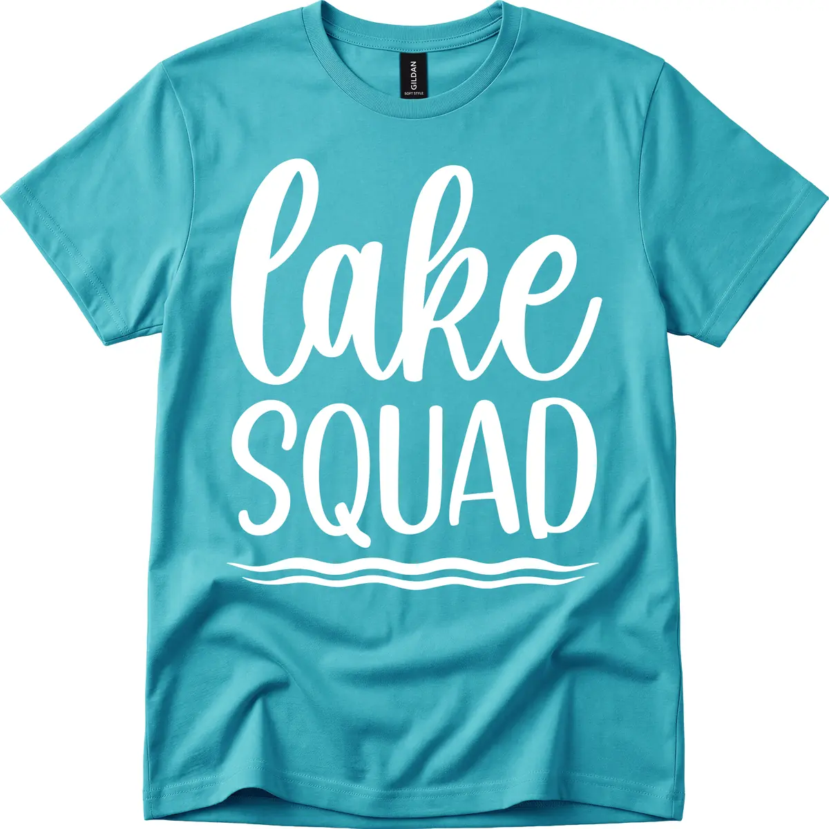 Lake Squad Typography Design T-Shirt in Tropical Blue