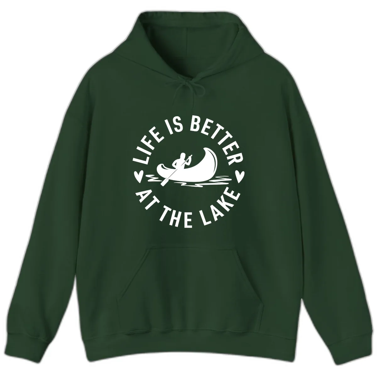 Life Is Better At The Lake Design Hoodie in Forest Green