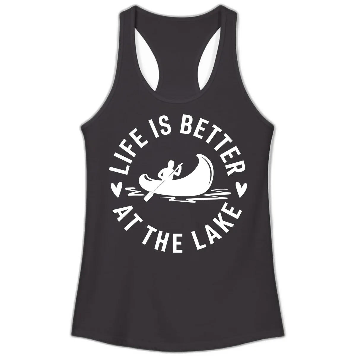 Life Is Better At The Lake Design Ladies Tank in Black