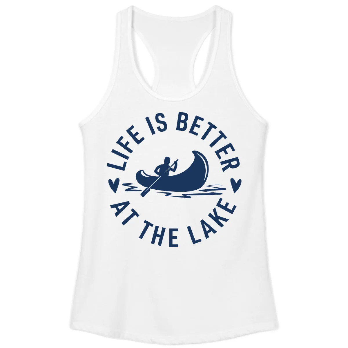 Life Is Better At The Lake Design Ladies Tank in White