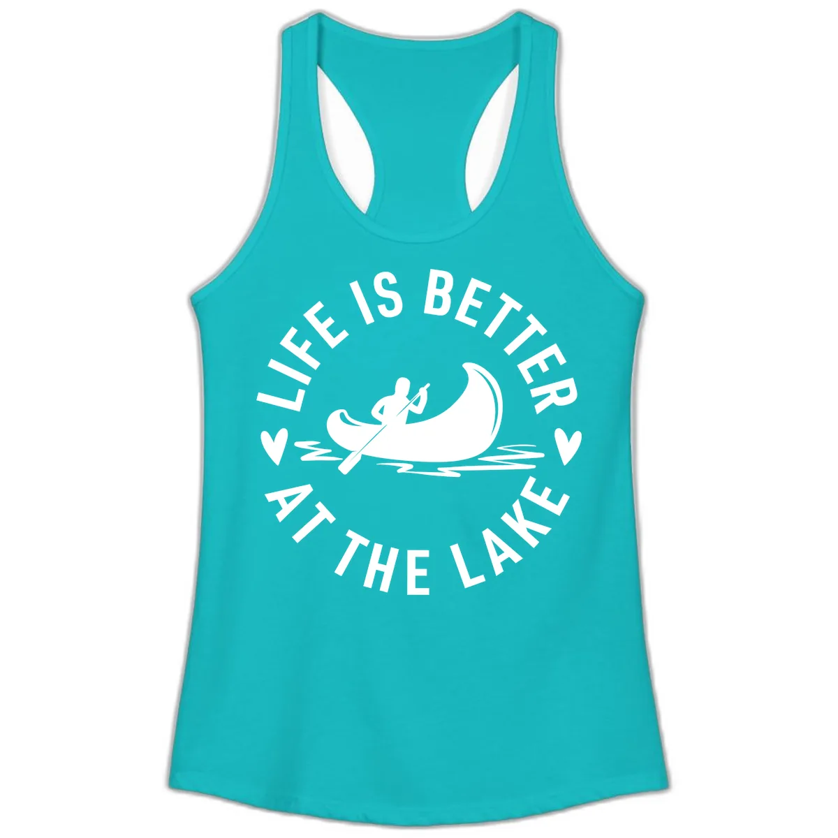 Life Is Better At The Lake Design Ladies Tank in Tahiti Blue
