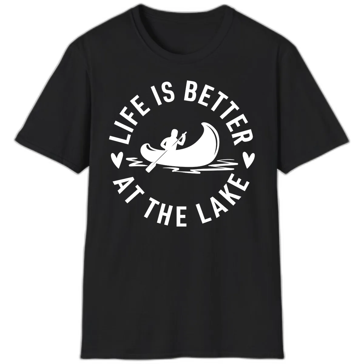 Life Is Better At The Lake Design T-Shirt in Black