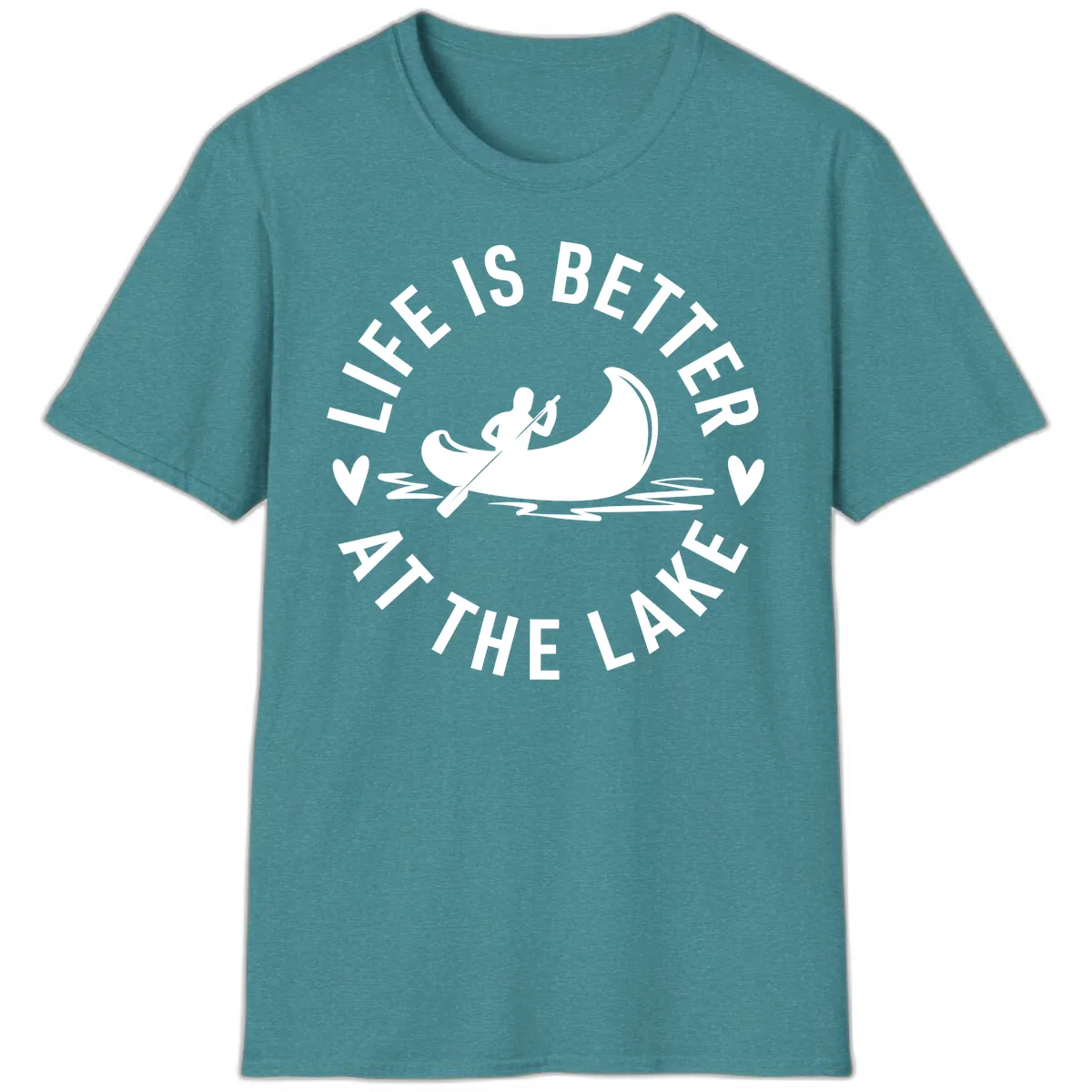 Life Is Better At The Lake Design T-Shirt in Heather Galapagos Blue